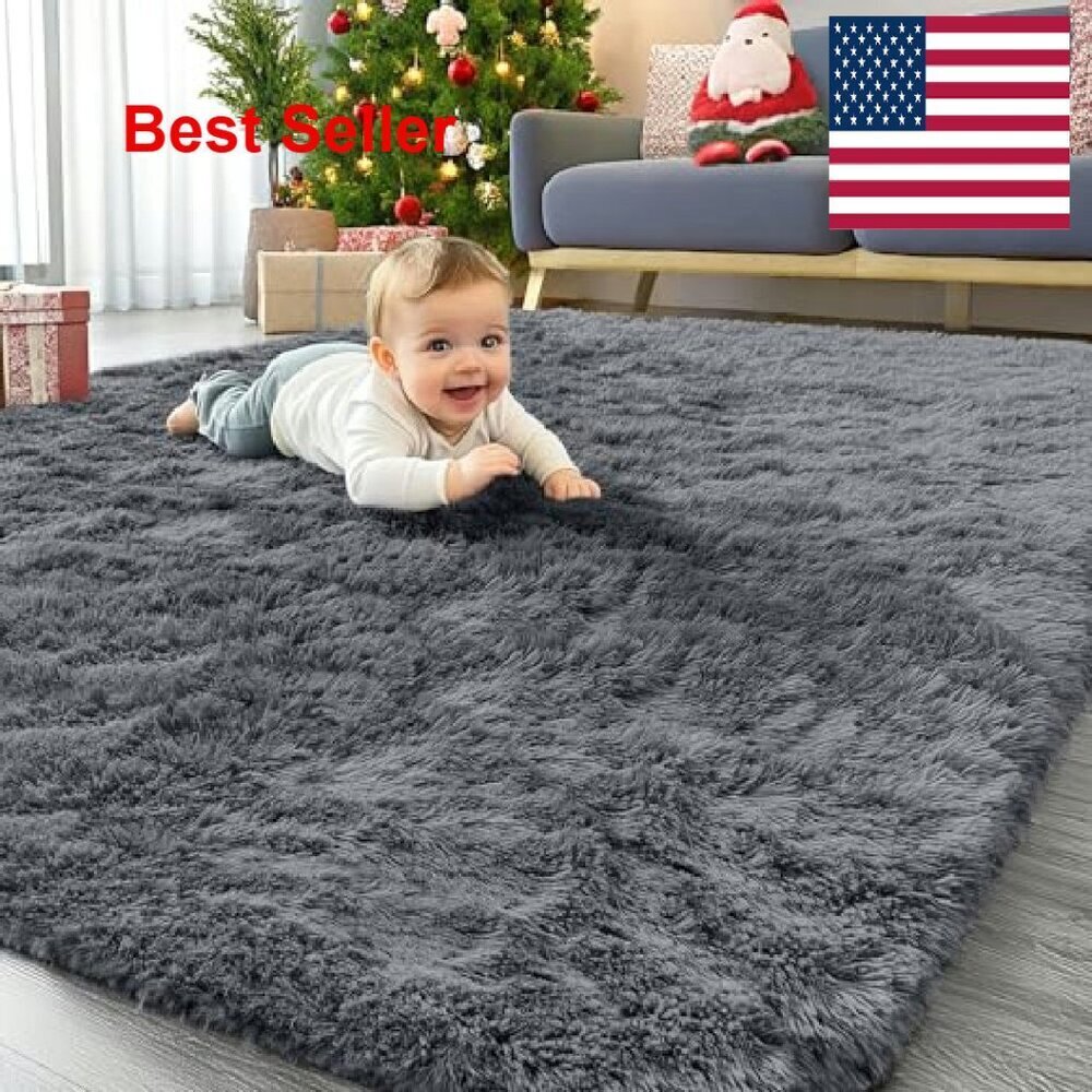 Soft Fluffy Shaggy Area Rug Machine Washable Modern Minimal Home Decor